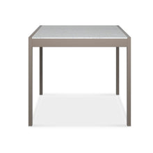 Load image into Gallery viewer, ceramic top.  The Hana Collection tables (2 sizes) take weatherproof furniture into the next level.  Top: natural teak fine-sanded or ceramic sandstone top Base: powder-coated aluminum (available in 3 colors)