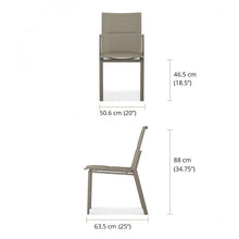 Load image into Gallery viewer, Hana Collection Stackable dining chair, with out without armspowder-coated aluminum frame (available in 3 colors) and padded sling seats.  Beautiful, durable.  Maui Modern Home, Wailea, HI, Brown Jordan, Janus et Cie, Barlow Tyrie, High end outdoor furniture, Maui Modern Home, Wailea, HI
