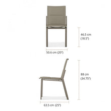Load image into Gallery viewer, Hana Collection Stackable dining chair, with out without armspowder-coated aluminum frame (available in 3 colors) and padded sling seats.  Beautiful, durable.  Maui Modern Home, Wailea, HI, Brown Jordan, Janus et Cie, Barlow Tyrie, High end outdoor furniture, Maui Modern Home, Wailea, HI