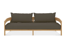 Load image into Gallery viewer, Wailea collection teak frame, 3 seat outdoor sofa, maui modern Home, Wailea, HI. Mid-century inspired outdoor furniture.
