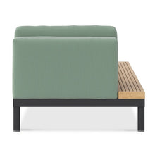 Load image into Gallery viewer, Makena Collection Sectional Sofa, Chaise and right arm facing 2 seater, powder-coated aluminum base, Sun and water safe fabrics, integrated teak tables, completely customizable. Maui Modern Home, Wailea, HI