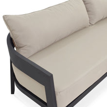 Load image into Gallery viewer, Wailea Collection, mid-century modern inspired outdoor 3 seat sofa on a powder-coated aluminum frame, Maui Modern Home, Wailea, HI