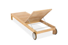 Load image into Gallery viewer, Solid teak sunlounger, adjustable back, set of wheels for easy placement, available with or without padded cushion, maui Modern Home, Wailea, HI, Brown Jordan, Glouster, barlow tyrie