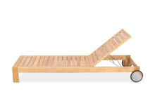 Load image into Gallery viewer, Solid teak sunlounger, adjustable back, set of wheels for easy placement, available with or without padded cushion, maui Modern Home, Wailea, HI, Brown Jordan, Glouster, barlow tyrie