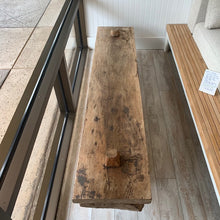 Load image into Gallery viewer, Beautiful hand-carved antique teak bench.  Interior has a carved out hidden storage space.  Beautiful carving on side of the bench.  Great patina.  One-of-a-kind piece.  Stunning.
