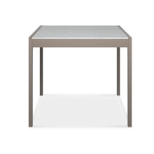 Load image into Gallery viewer, ceramic top.  The Hana Collection tables (2 sizes) take weatherproof furniture into the next level.  Top: natural teak fine-sanded or ceramic sandstone top Base: powder-coated aluminum (available in 3 colors) 
