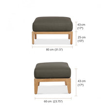 Load image into Gallery viewer, A perfect complement to the Wailea Collection lounge chair.  Available in a powder-coated aluminum frame (white pearl or asteroid) or natural sanded teak.  Price with standard fabric....but can be special ordered in a variety of fabrics.
