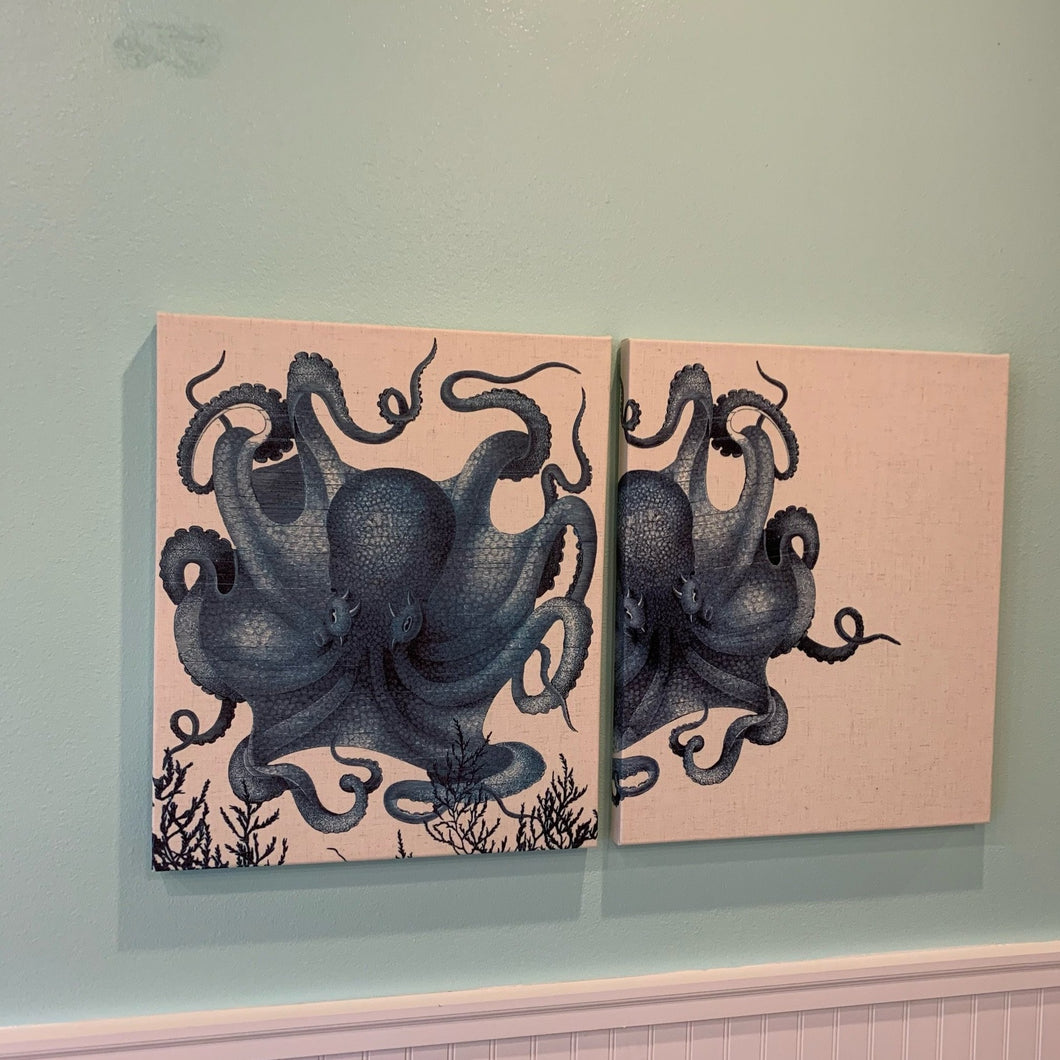 Octopus study I & II, art print on linen.  Sold as set of 2. Maui Modern Home