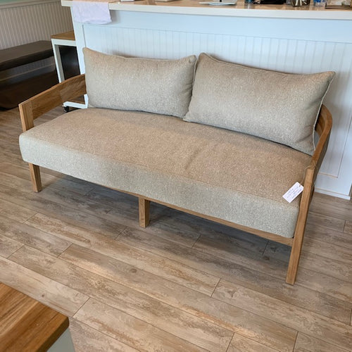 Wailea Collection Loveseat shown with Teak frame, luxury outdoor furniture, Wailea, HI Maui Modern Home