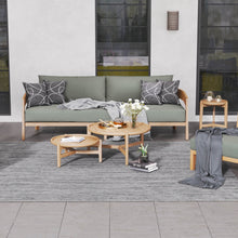 Load image into Gallery viewer, Wailea collection teak frame, 3 seat outdoor sofa, maui modern Home, Wailea, HI.  Mid-century inspired outdoor furniture.
