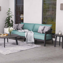 Load image into Gallery viewer, Wailea Collection, mid-century modern inspired outdoor 3 seat sofa on a powder-coated aluminum frame, Maui Modern Home, Wailea, HI
