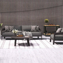 Load image into Gallery viewer, Wailea Collection, mid-century modern inspired outdoor 3 seat sofa on a powder-coated aluminum frame, Maui Modern Home, Wailea, HI
