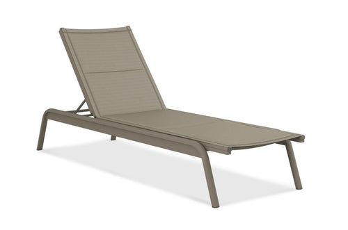 The Hana Collection sunlounger/chaise lounge chair has an Aluminum frame and padded sling seat. Maui Modern Home, Wailea, HI
