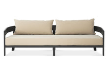 Load image into Gallery viewer, Wailea Collection, mid-century modern inspired outdoor 3 seat sofa on a powder-coated aluminum frame, Maui Modern Home, Wailea, HI
