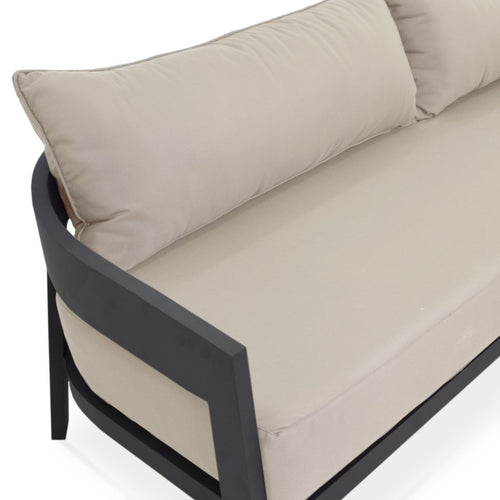 Wailea Collection, mid-century modern inspired outdoor 3 seat sofa on a powder-coated aluminum frame, Maui Modern Home, Wailea, HI